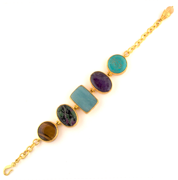 Gold Finish Uncut Stone Temple Bracelet Design by Aryah Jewels at Pernia's  Pop Up Shop 2024