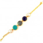 Semi-Precious, Gold-Plated Gemstone Bracelet