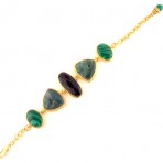 Semi-Precious, Gold-Plated Gemstone Bracelet