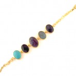 Semi-Precious, Gold-Plated Gemstone Bracelet