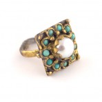 Ottoman Pearl and Turquoise Ring