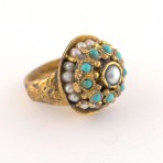 Ottoman Pearl and Turquoise Ring