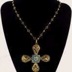 Byzantine Turquoise Cross Necklace