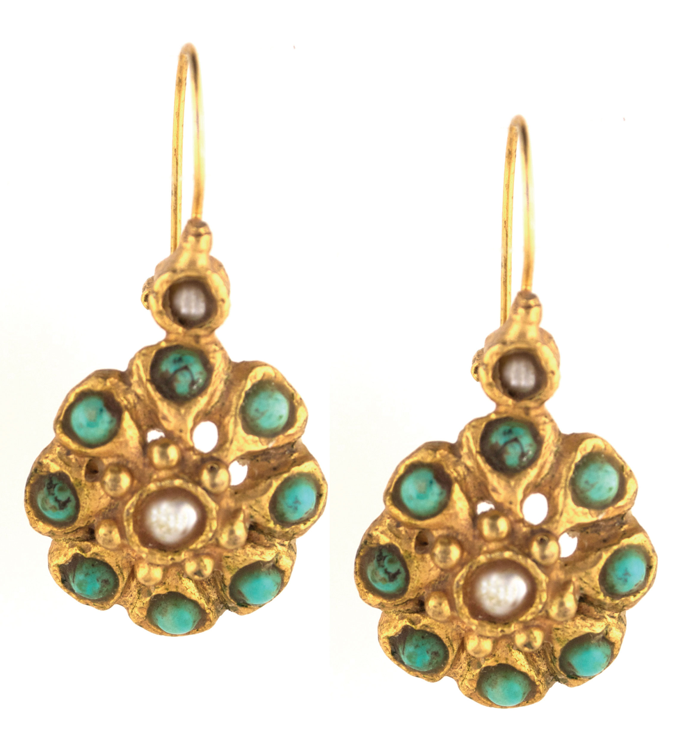 Ottoman Inspired Turquoise & Pearl Earrings Arabella Concepts