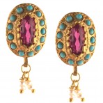 Ottoman Pink Crystal Gold-Plated Earrings