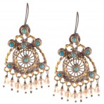 Ottoman Filigree Turquoise and Pearl Earrings