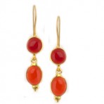 Carnelian Cabochon Earrings – Silver and Plated in 18kt gold