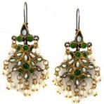 Green Jade and Pearl Chandelier Earrings