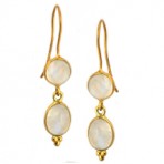 Moonstone Cabochon Earrings – Silver and plated in 18kt Gold