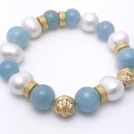 Aquamarine and Freshwater Pearl Bracelet – 6.5″