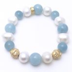 Aquamarine and Freshwater Pearl Bracelet – 7″